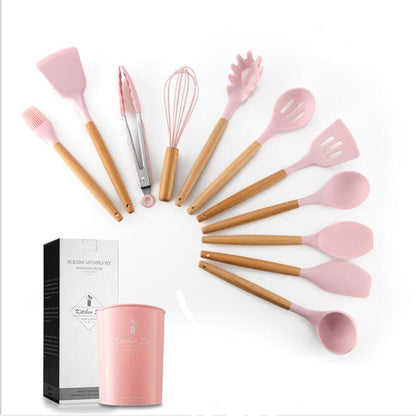 Silicone Kitchenware With Wooden Handle