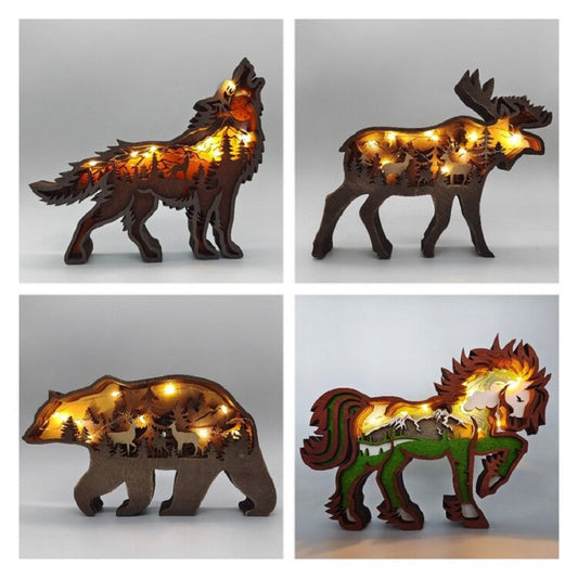 Christmas Decoration Wooden Animal Handcraft  Carving