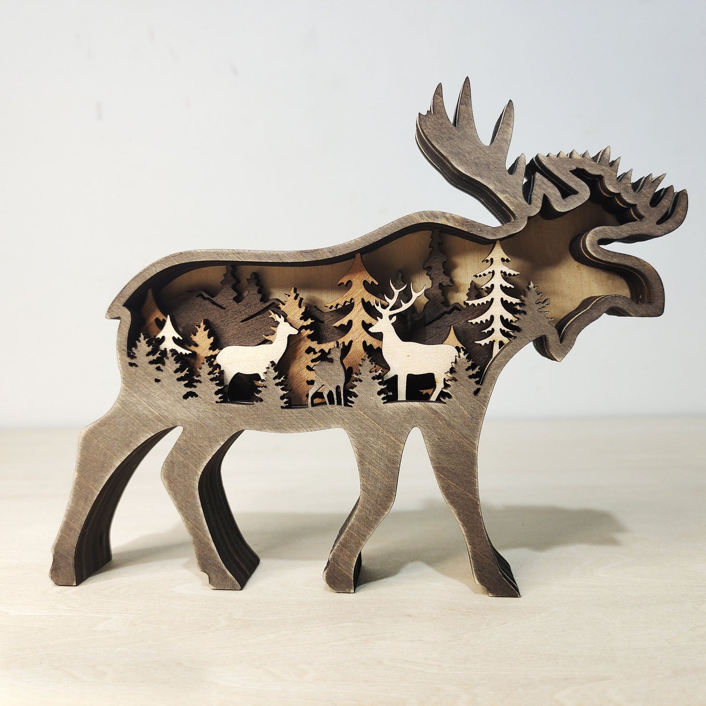 Christmas Decoration Wooden Animal Handcraft  Carving