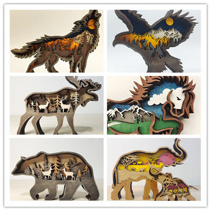 Christmas Decoration Wooden Animal Handcraft  Carving