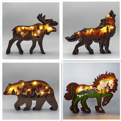 Christmas Decoration Wooden Animal Handcraft  Carving